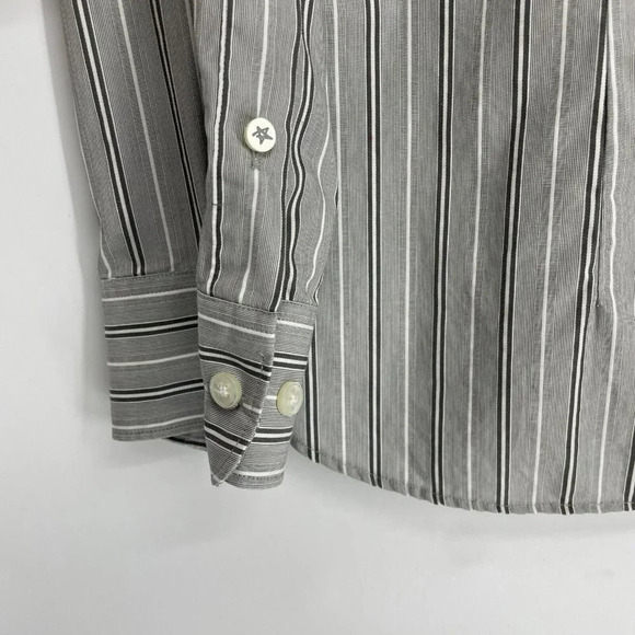 John Varvatos Shirt Mens 15.5 Gray Stripe Slim Fit Button Up Classic Long Sleeve - Picture 10 of 10